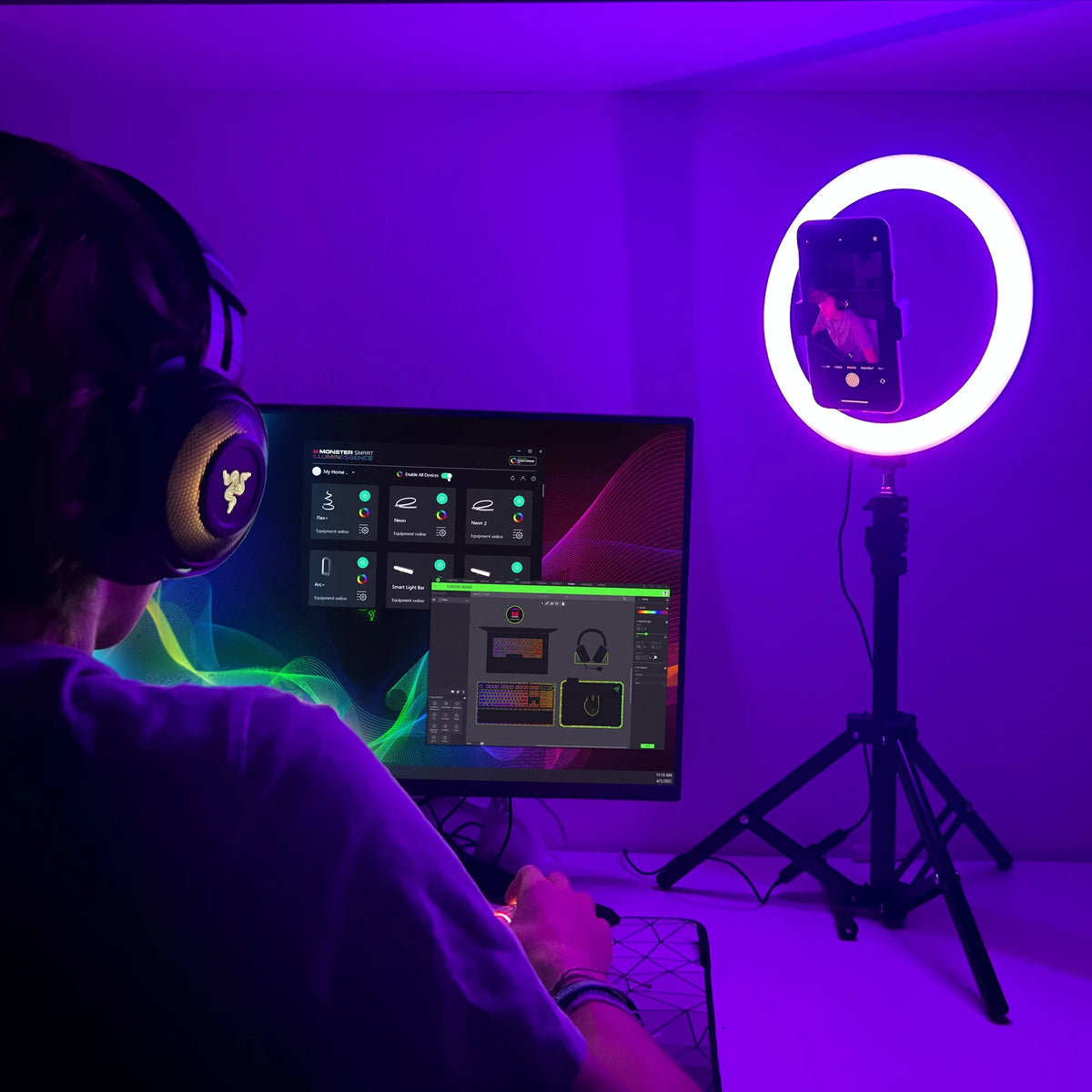 LED Ring Lamp and Vlogging Light Kit with Tripod Stand H942907