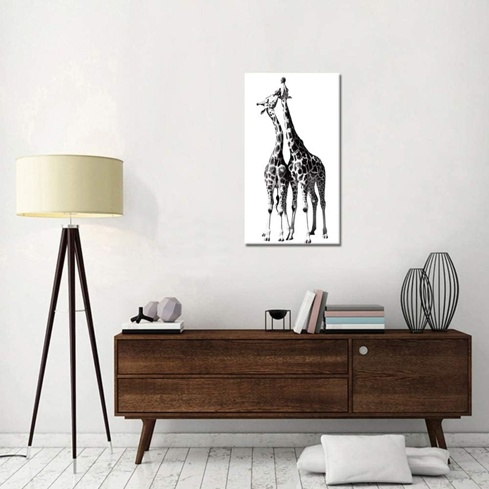 Black and White Giraffe Canvas Prints Gallery Wrapped Painting 20 x 36 Inch R955635