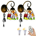Tiffany Style Dimmable Wall Sconce with Remote Control, Set of 2 T696