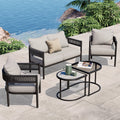 5-Piece Woven Wicker Outdoor Conversation Set with Cushions and Nested Table C137