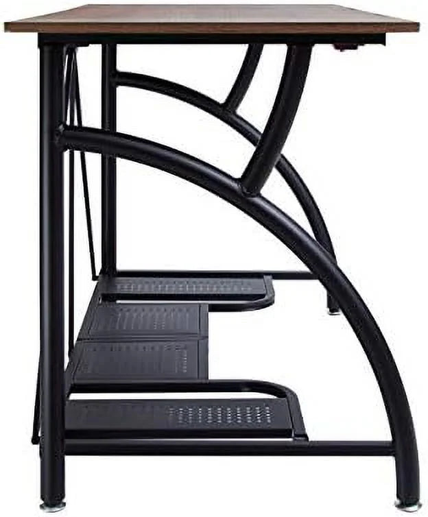 Folding Wooden Computer Desk with Bottom Shelf Black S195846