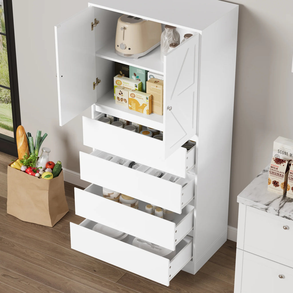 White 4 Drawer Wood Freestanding Storage Cabinet X89862