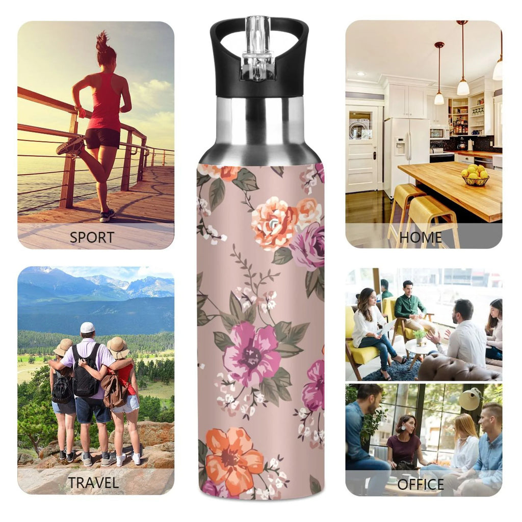 Stainless Steel Insulated Thermos Vacuum Flask Water Bottle with Straw Lid M988
