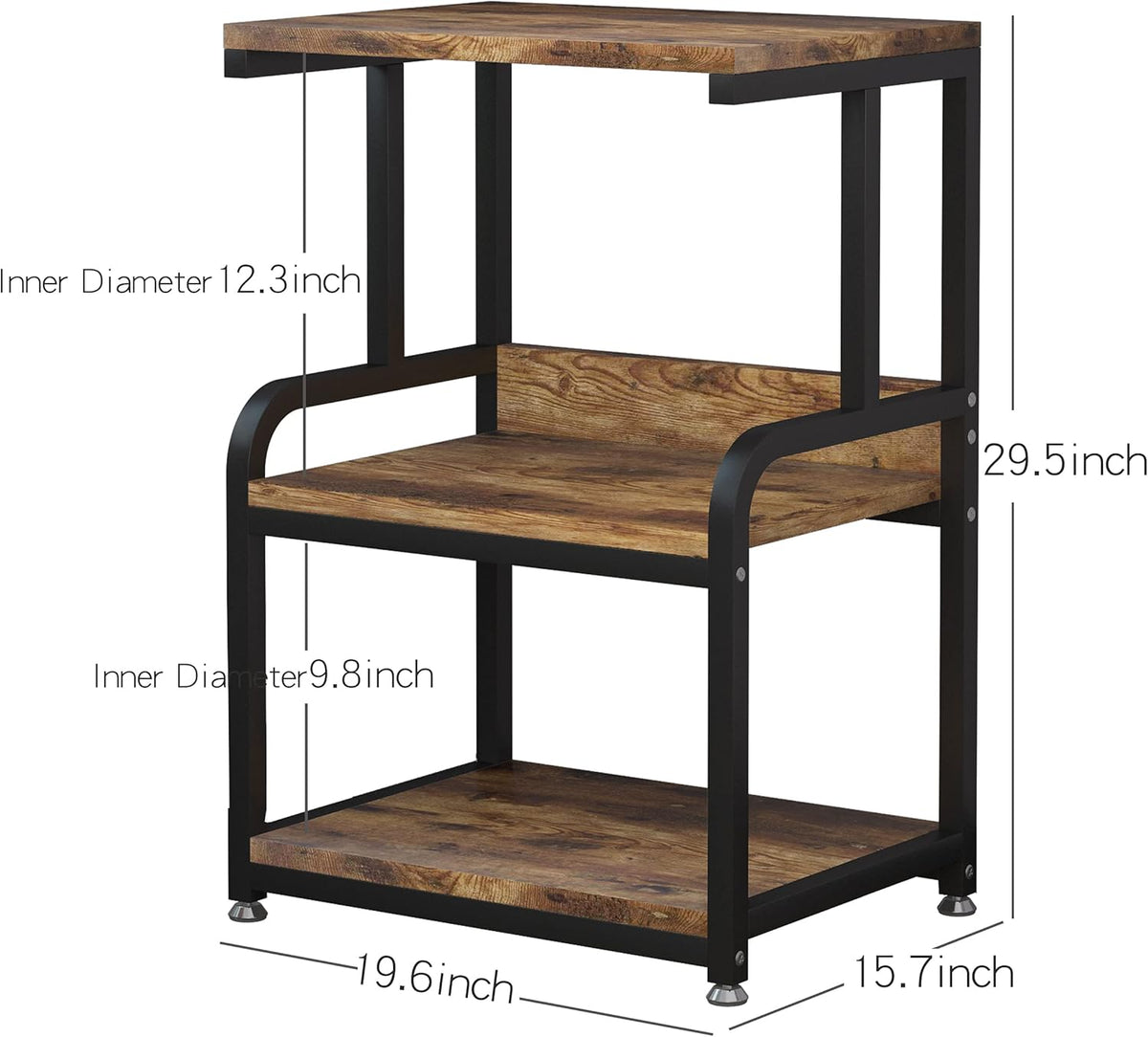 Vintage 3 Tier Wood Printer Stand with Adjustable Anti-Skid Feet L33935