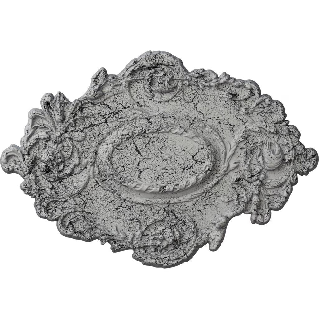 Hand-Painted Ultra Pure White Crackle Ceiling Medallion R503
