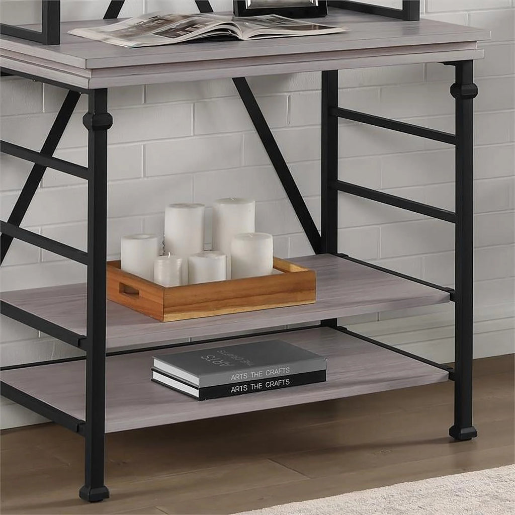 Antique White 6-Shelf Metal Bookcase W7362