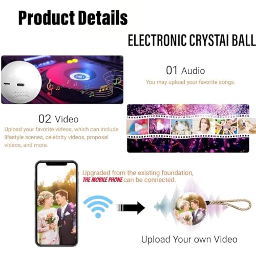 Memory Sphere Christmas Ornament 2.7" USB Rechargeable LED Crystal Ball R2177