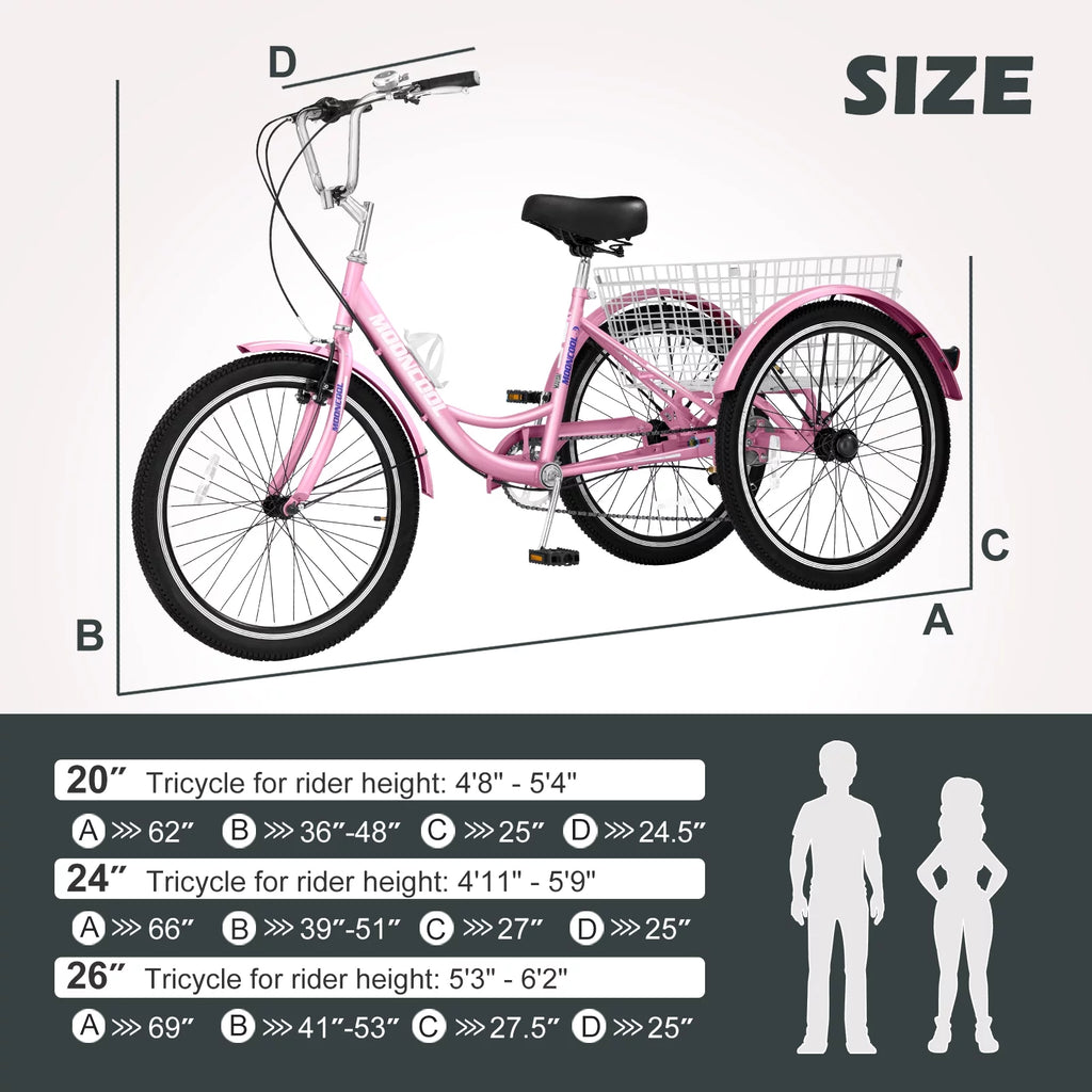 24 Adult Tricycle 7 Speed Cyan L715918