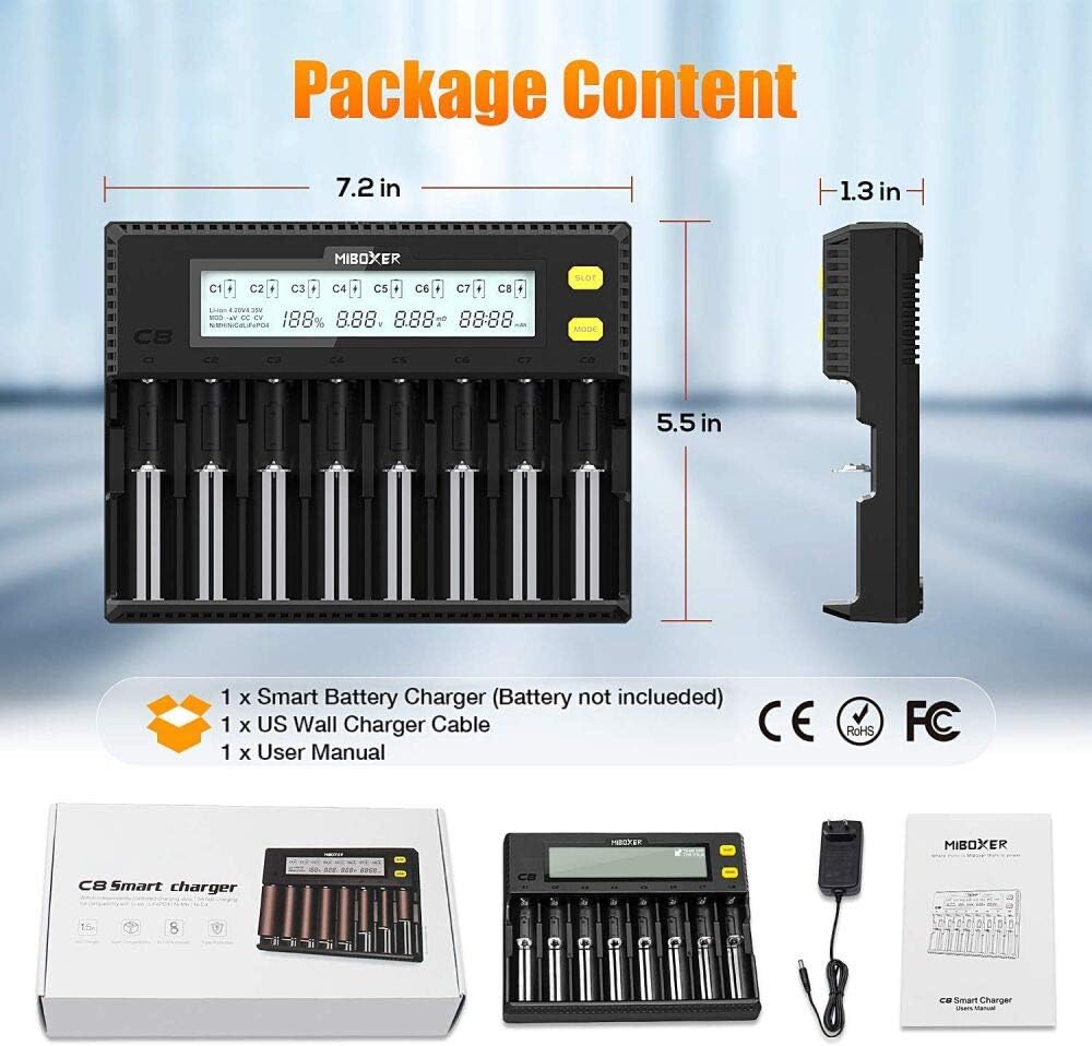 8-Bay Smart Battery Charger with LCD Display V546050