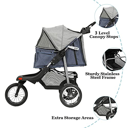 Heavy Duty Foldable Dog Stroller Black Red N9048