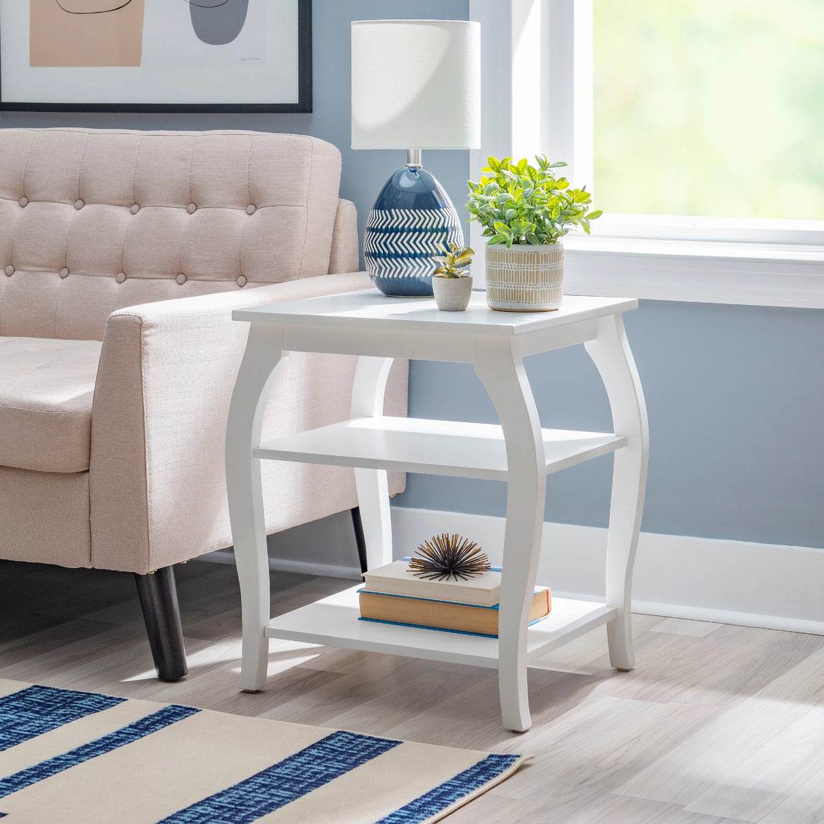 White 2 Shelf Indoor Accent Side Table D299416