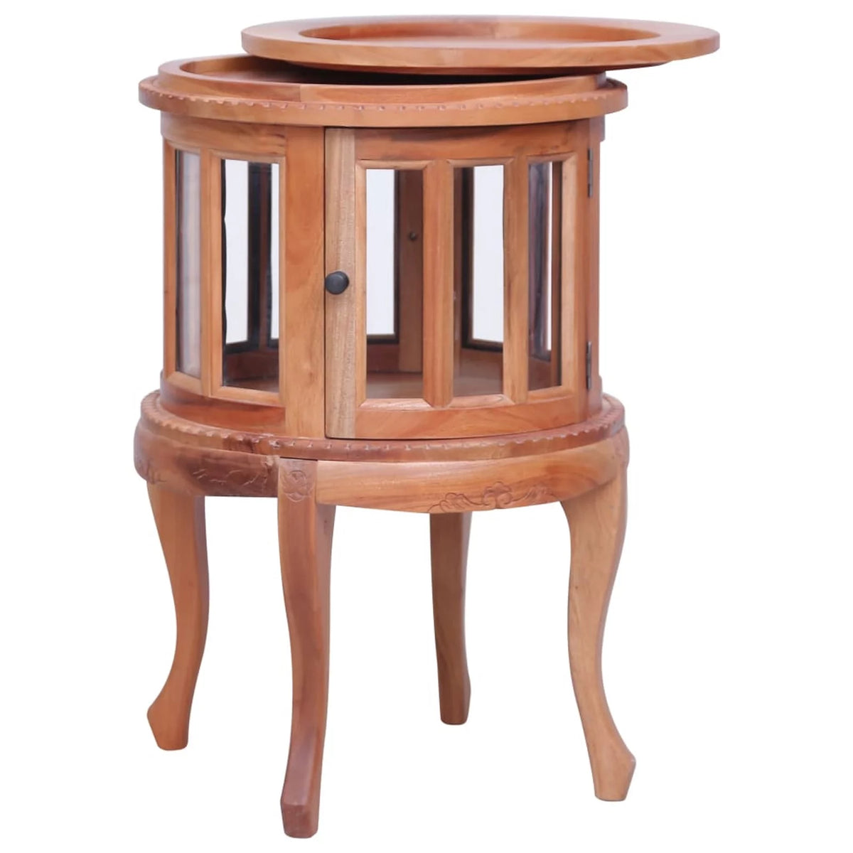 Mahogany Wood Storage Cabinet with 2 Glass Doors S371