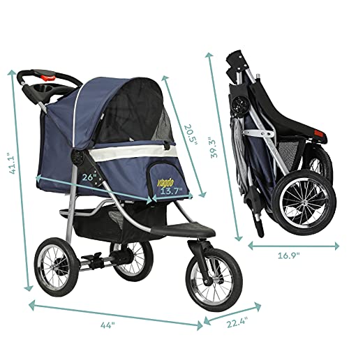 Heavy Duty Foldable Dog Stroller Black Red N9048