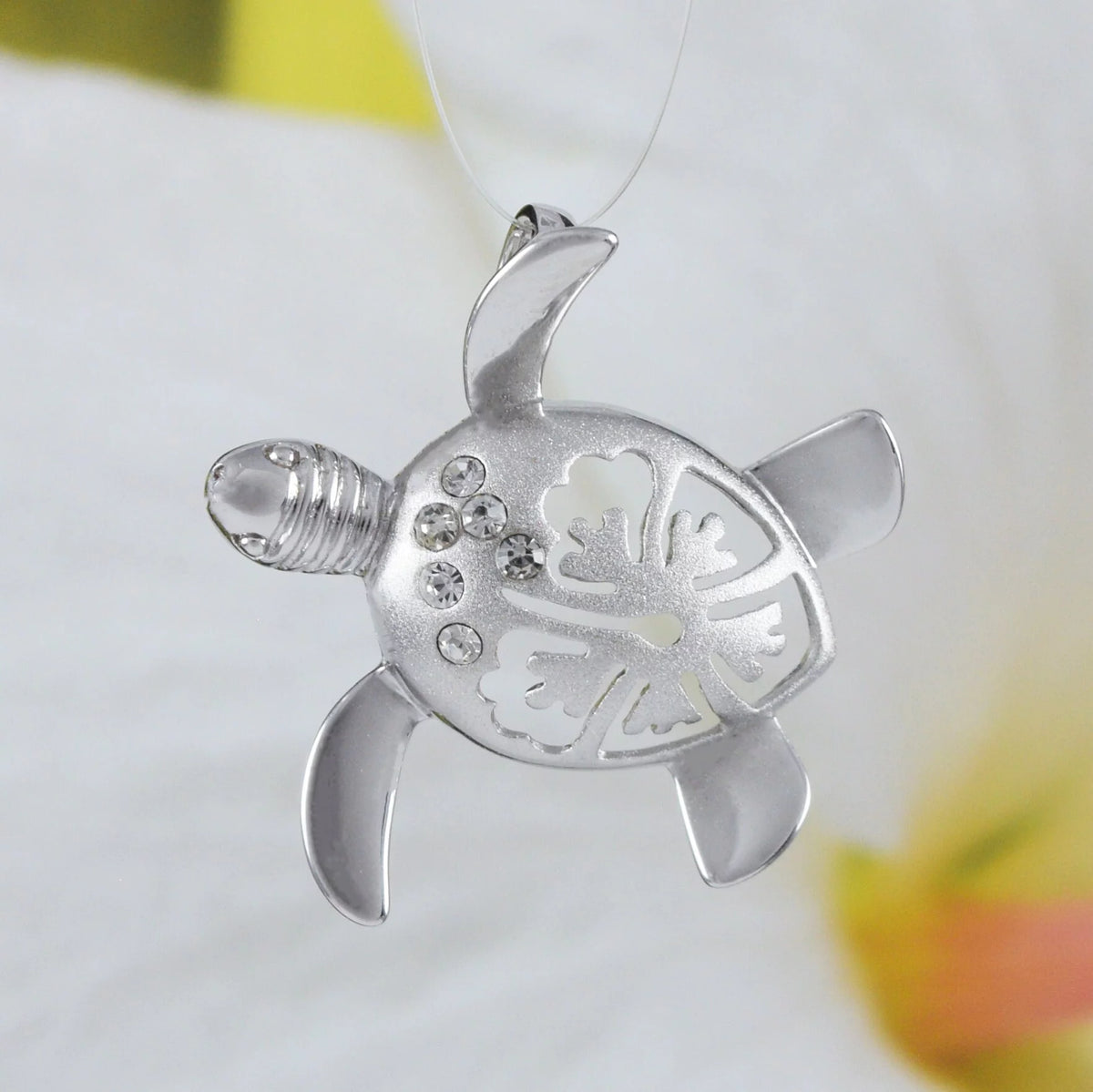 Sterling Silver Turtle Hibiscus Earring and Necklace X276502