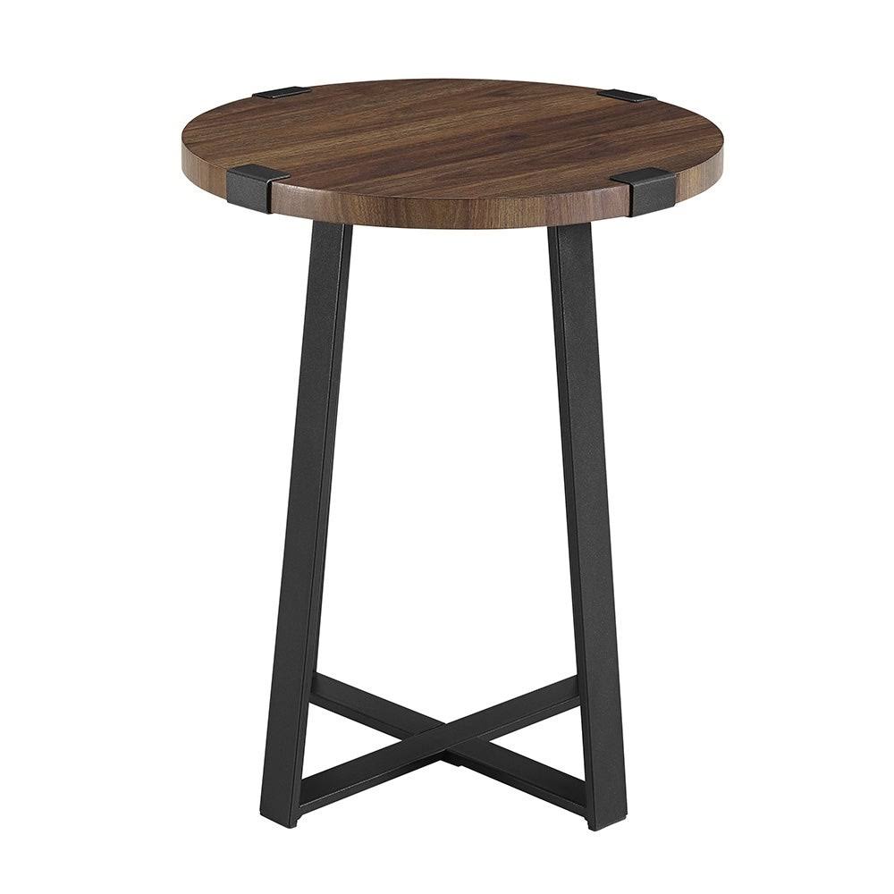 Dark Concrete Round Metal Side Table X4737