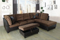 Brown Microfiber Faux Leather Sectional Sofa & Chaise with Ottoman S657578