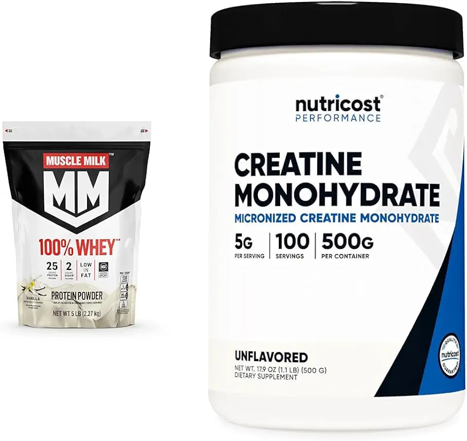 Whey Protein Powder Vanilla 5 Pound & Creatine Monohydrate Micronized Powder 500G B717