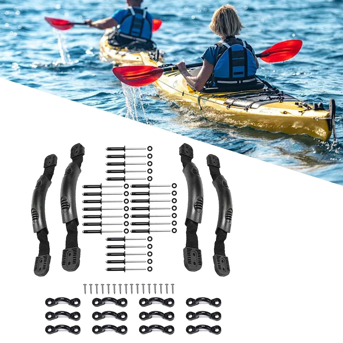 Black Kayak Carry Handles with Screws Pad Eye B994