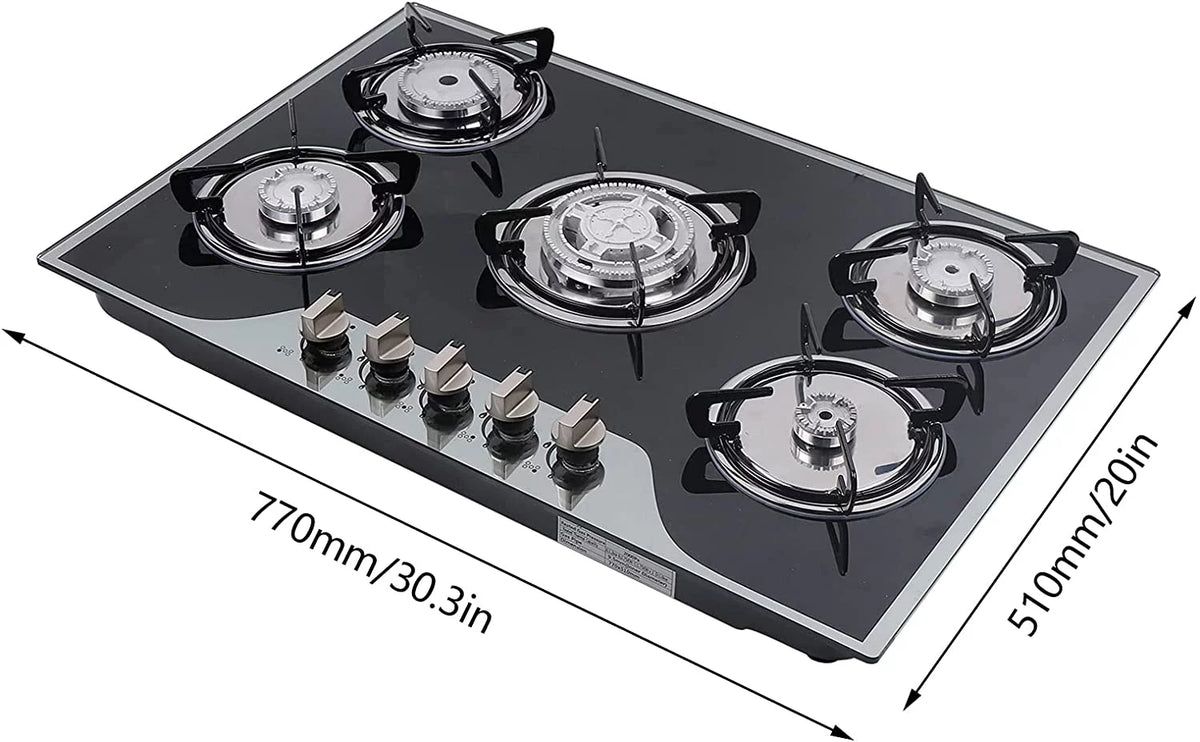 Gas Cooktops 5 Burner Tempered Glass K979