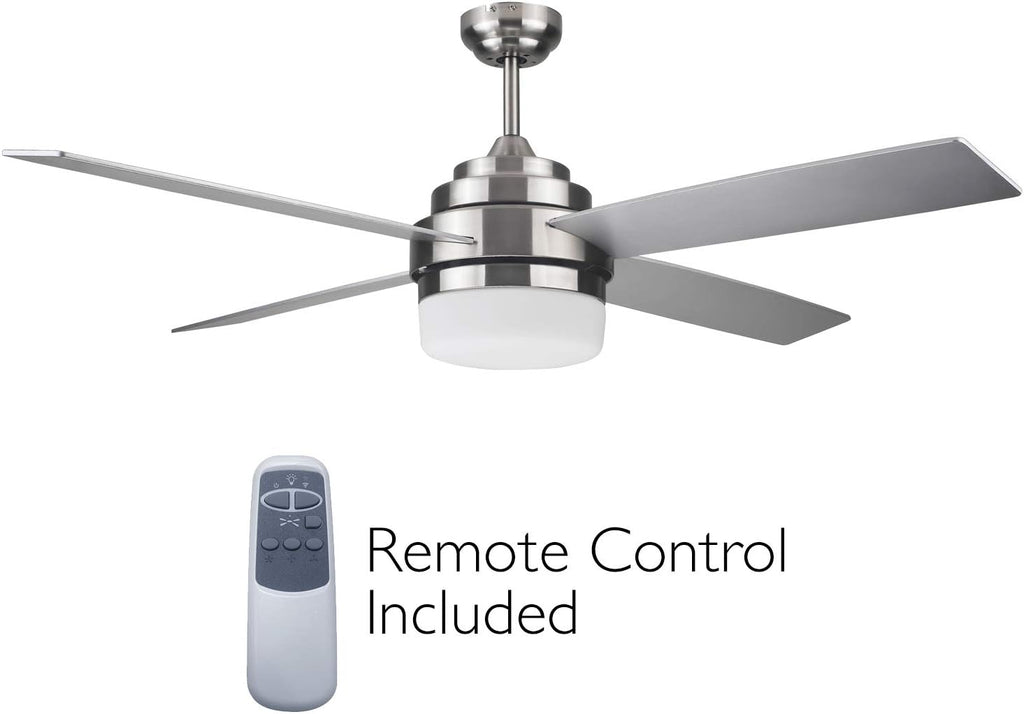 Brushed Nickel Contemporary Indoor Ceiling Fan with LED Light Kit and Remote Control M70647