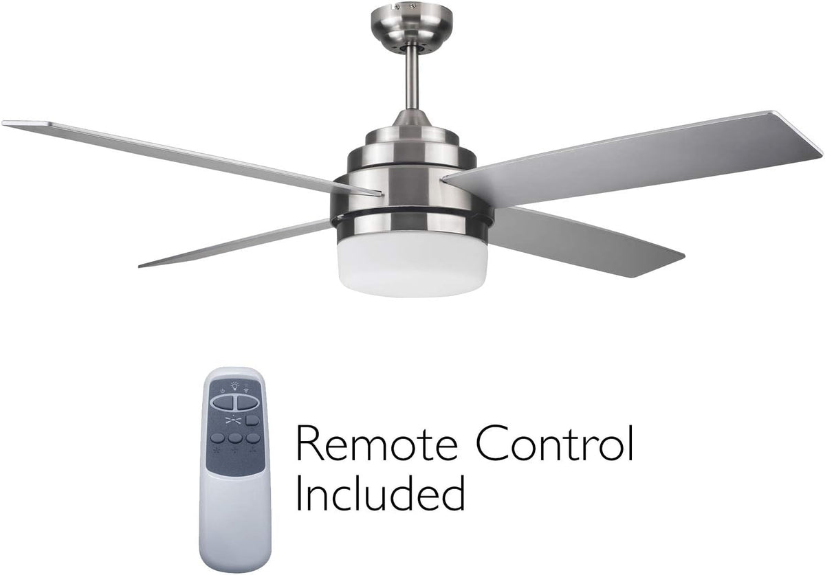 Brushed Nickel Contemporary Indoor Ceiling Fan with LED Light Kit and Remote Control M70647
