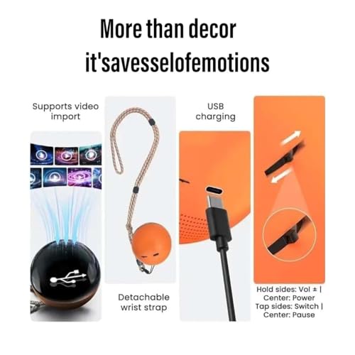 Memory Sphere Christmas Ornament 2.7" USB Rechargeable LED Crystal Ball R2177