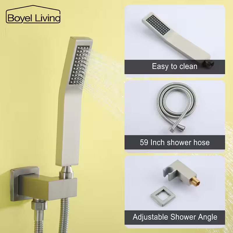 Wall Mount Roman Tub Faucet with Hand Shower Brushed Nickel N6052