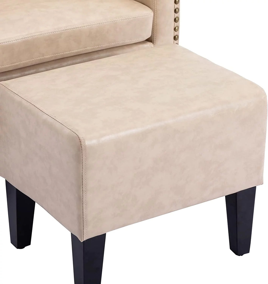 Leather Club Chair with Ottoman I1710