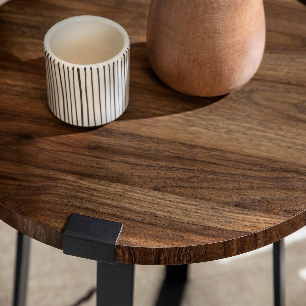 Dark Concrete Round Metal Side Table X4737