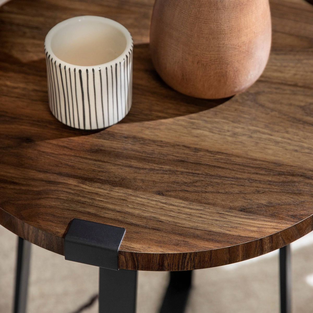 Dark Concrete Round Metal Side Table X4737
