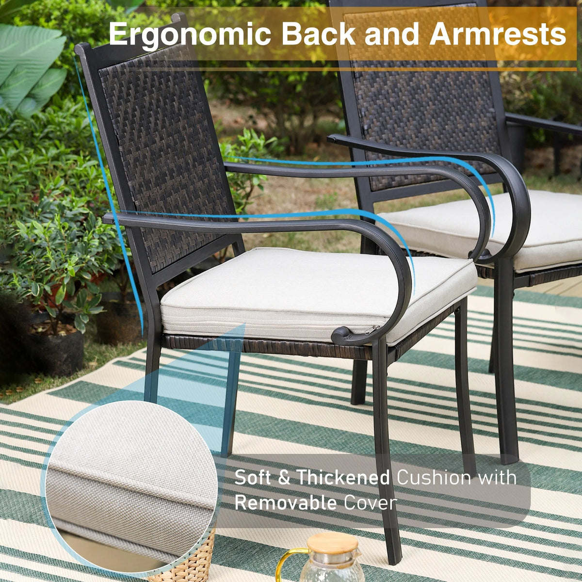 9-piece Outdoor Patio Dining Set with Metal Table and Wicker Rattan Chairs A62639