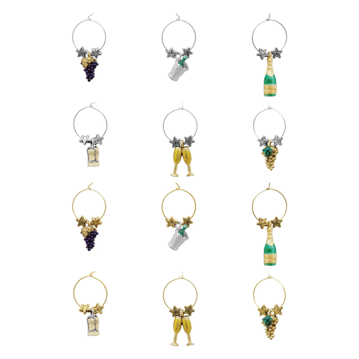 12-Piece Wine Charms for Stem Glasses T43051