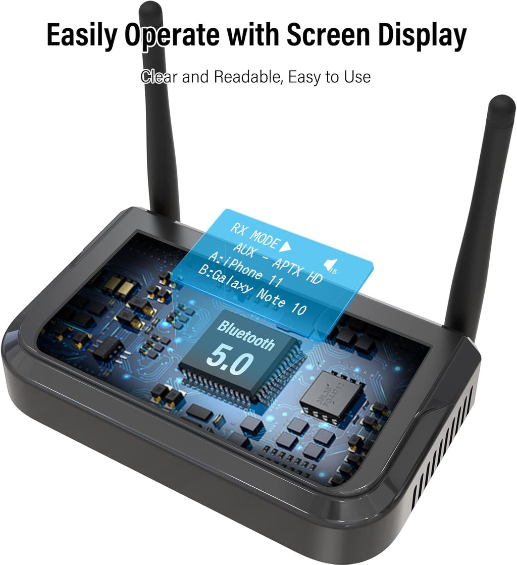 Bluetooth 5.0 Audio Adapter with Screen, Optical RCA AUX Coaxial Z269925