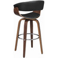 Faux Leather Swivel Bar Stool in Walnut and Black B808