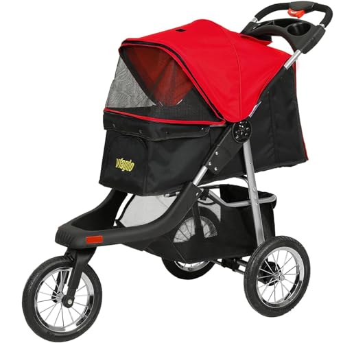 Heavy Duty Foldable Dog Stroller Black Red N9048