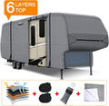 6 Layers Top 5th Wheel RV Cover Anti-UV Camper Cover Breathable Rip-Stop with 2Pcs Extra Straps & Gutter Spout Covers R813